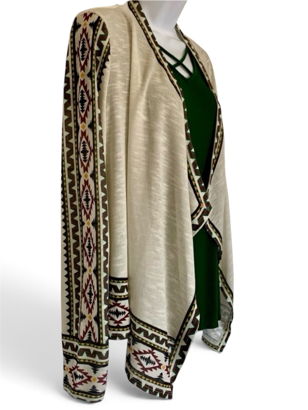 Sweet Wanderer Tribal Southwestern Lightweight Knit Long Sleeve Cardigan Large